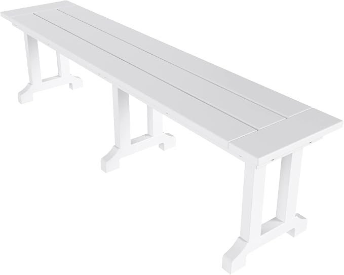 WO Home Furniture Adirondack Patio Dining Chair Table Bench Set of 6 PCS Rectangle Dinner Table Dining Armless Chairs (White)