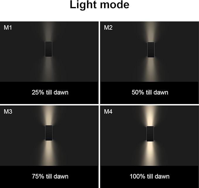 Solar Lights Outdoor Up and Down, 2pcs Solar Wall Lights Outdoor | 4-Level Brightness, Dusk to Dawn, 3000K 700LM Solar Sconce Lights Outdoor, IP65 Waterproof, for Yard Patio Garage Porch Decor