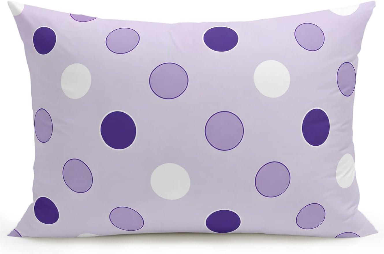 Waterproof Outdoor Pillow 1 Pack Purple Polka Dots Decorative Throw Pillows Cover & Insert 20x12 Inch Lumbar Pillowcase Funny Circles Spots Pillows for Couch Sofa Bed Patio Furniture Indoor Outdoor