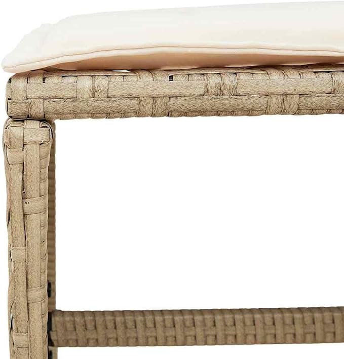 8-Seater Garden Dining Set, Foldable Cube Patio Furniture, Beige PE Rattan and Wood Outdoor Table and Chair Collection for Backyard