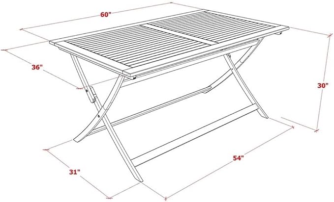 Pemberly Row 5-Piece Acacia Wood Patio Dining Set, Natural Oil Finish, Includes Rectangular Table with X-Style Legs and 4 Folding Armchairs, Weather-Resistant Outdoor Furniture for Porch, Balcony,