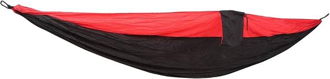 Camping Hammock for 2 Person, Portable Parachute Nylon Hammock, Double Lightweight Backpacking Hammock with Mountaineering Buckles, 300 x 200 cm for Outdoor Camping (Red and Black)