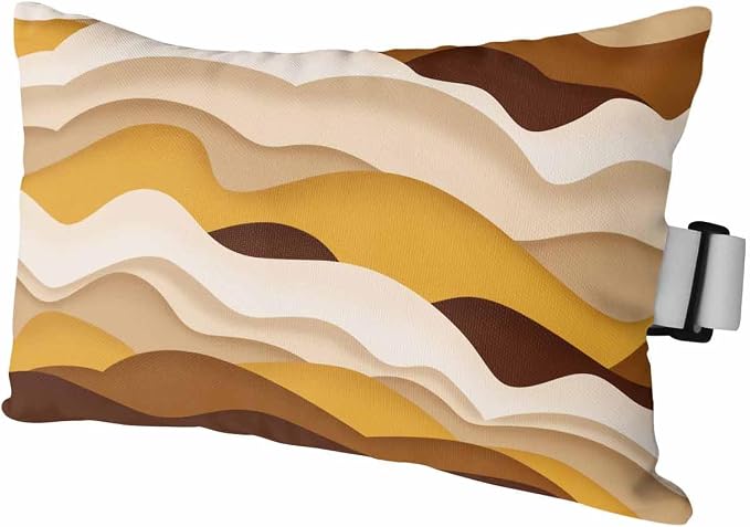 Chaise Lounge Head Resting Pillows,Orange Brown Ombre Abstract Geometric Ocean Waves Outdoor Chaise Pillows,Waterproof Patio Furniture Pillows with Insert and Adjustable Elastic Strap for Beach Chair
