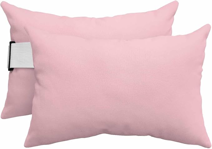 Light Pink Outdoor Lumbar Pillows 11x16 Set of 2, Farmhouse Solid Pink Color Modern Art Waterproof Throw Pillow Covers with Insert, Decorative Pillowcase Cushion for Couch Sofa Bed
