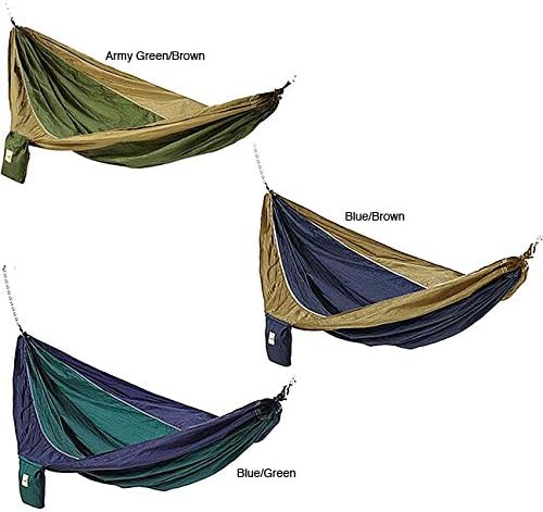 Parachute Silk Lightweight Portable Double Hammock In Blue / Green