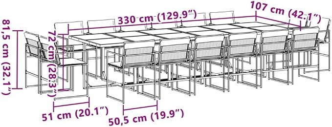 17 Piece Outdoor Patio Dining Set, Foldable Textilene Chairs with Cushions, Space Saving Garden Furniture, Powder Coated Steel Frame, Glass Tabletop
