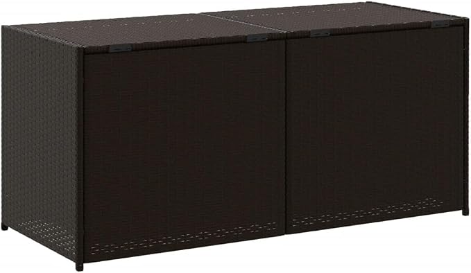 283 L Large Outdoor Storage Box Brown PE Rattan Deck Box Weather-Resistant Patio Storage for Cushions Garden Tools 19.7x47.2x22 in
