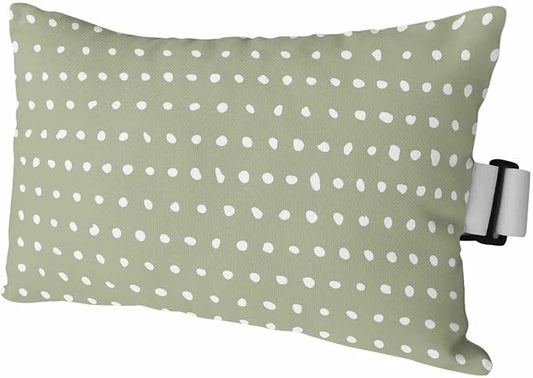 Chaise Lounge Headrest Pillow 1 Pack, Sage Green Waterproof Chair Pillows with Insert & Adjustable Elastic Strap for Beach Recliner, Abstract White Polka Dot Geometric Retro Art Outdoor Patio Pillow