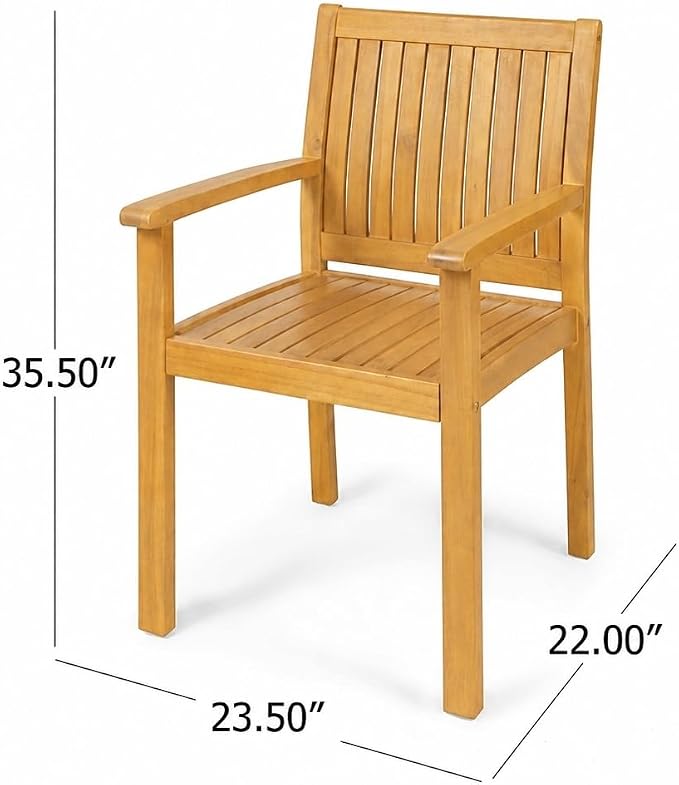 Christopher Knight Home Daron 7 Piece Acacia Wood Outdoor Dining Table Set for 6, Extendable Dining Table and 6 Patio Chairs, Slatted Wooden Outdoor Patio Furniture Set for Garden/Backyard, Teak