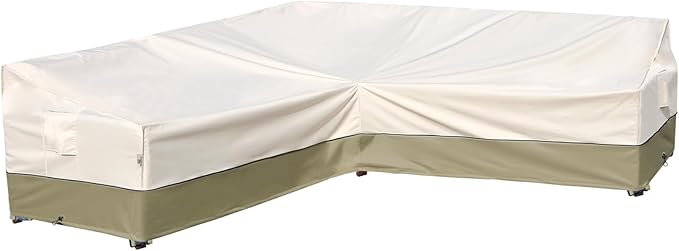 Outdoor Sectional Couch Cover - Patio Fruniture Covers Waterproof, Rip-Stop, Anti-UV 600D Heavy Duty with 3 Air Vent (V-Shaped-105''X105''), Light Green
