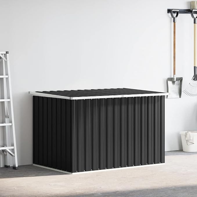 Large Outdoor Storage Box 67.3x39x36.6 Inches, Waterproof Patio Furniture Cover, Heavy Duty Galvanized Steel Garden Chest for Cushions, Toys, Tools, Anthracite Grey Deck Box with Hinged Lid