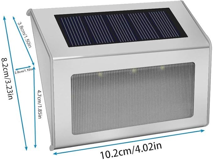 Solar Lights for Steps Deck Solar Stair Light Outdoor Waterproof Stainless Steel LED Fence Light for Garden Patio Pathway, 6 Pack, Warm White