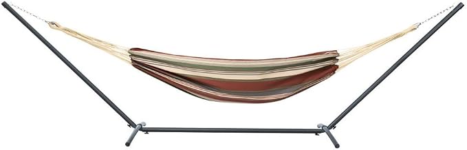 Classic Accessories Montlake Fadesafe Brazilian Hammock with Steel Stand, Heather Indigo Blue Stripe