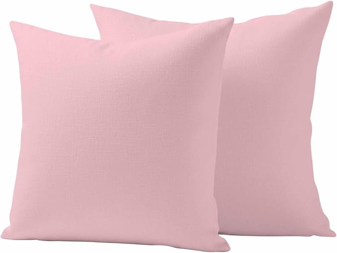 Soild Color Outdoor Pillow Covers 26"x26" Set of 2, Pink Waterproof Throw Pillow Covers for Patio Furniture, Decorative Cushion Covers for Porch