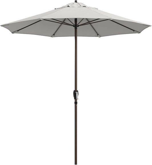 California Umbrella 12-Year Protection 7.5-Ft Outdoor Patio Umbrella, Sunbrella Fade-Resistant Fabric, Auto-Tilt, Heavy Duty Aluminum Frame, 8 Reinforced Ribs for Pool or Deck, Bronze Pole, Natural