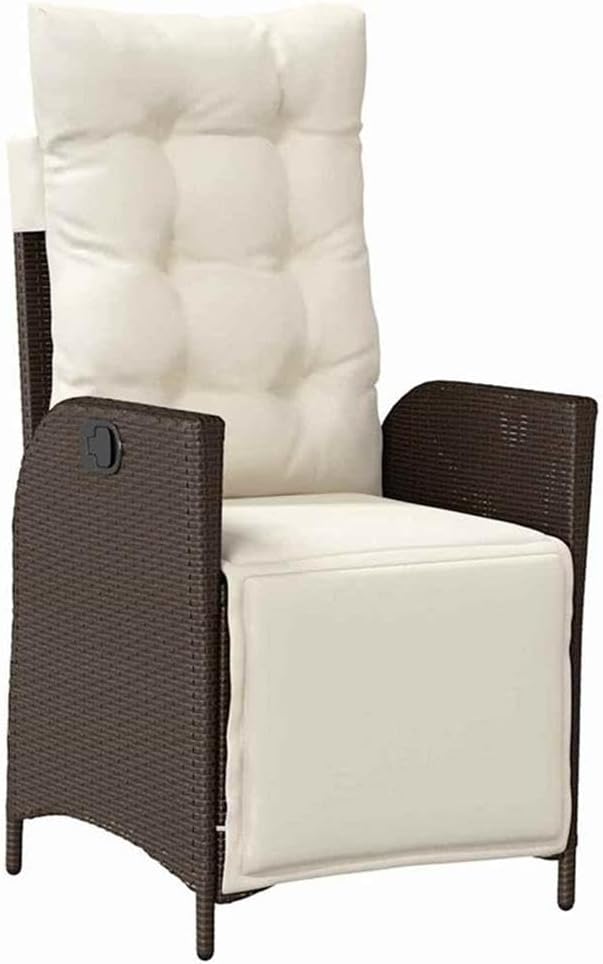 Afuera Living 5 Piece Poly Rattan Garden Dining Set, Brown Finish, Cushioned Seats with Polyester Pads, Adjustable Footrests, Rectangular Table with Tempered Glass, Modern Outdoor Patio Furniture for