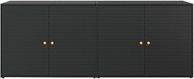 Garden Storage Cabinet Outside Deck Storage Box Outdoor Patio Storage Backyard Storage Box Furniture Storage Box Black 78"x21.9"x31.5" Poly Rattan