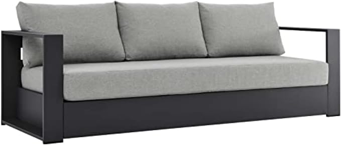 Modway 3-Piece Patio Set, Gray, Outdoor Furniture, Powder-Coated Aluminum Frame, Dense Foam Padding, Water & UV-Resistant Fabric