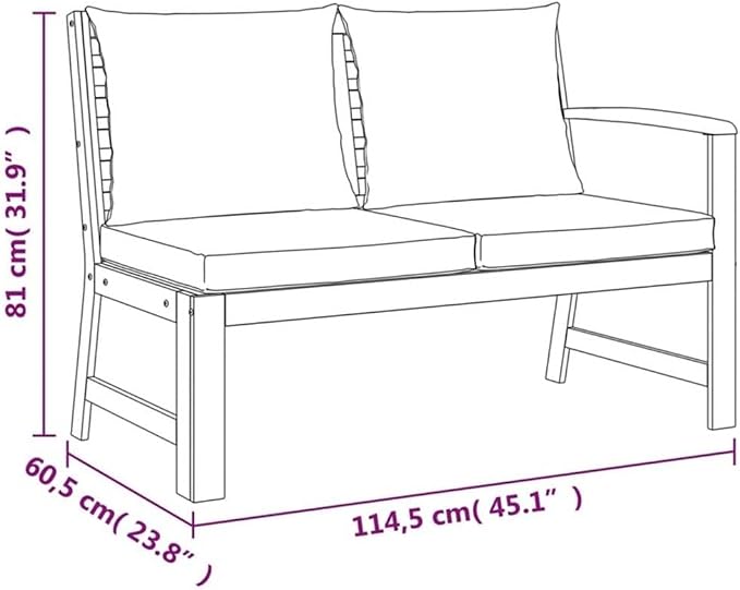 Afuera Living 7-Piece Patio Dining Set, Solid Acacia Wood with Dark Gray Water-Resistant Cushions, Modular Outdoor Furniture, Rustic Style for Garden, Terrace or Backyard