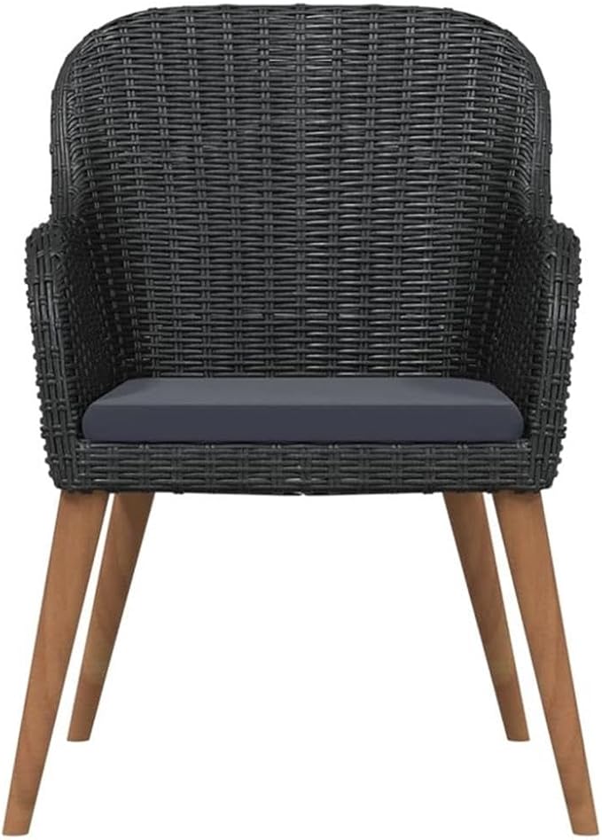 BOWERY HILL Contemporary 7-Piece Garden Dining Set, Weather-Resistant PE Rattan, Rectangular Black Table 55.1 x 27.6 in., Powder-Coated Finish, Modern Outdoor Patio Furniture for Garden or Terrace