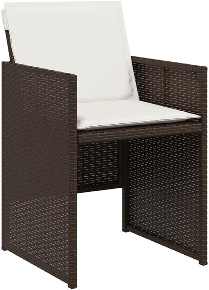 Afuera Living 5-Piece Rattan Patio Dining Set, Brown/Cream White Finish, PE Rattan & Powder-Coated Steel, Foldable Chairs with Removable Cushions, Weather-Resistant, Outdoor Table for Garden or Patio