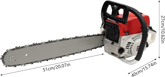 20inch Gas Chain Saw, 2.68HP 52CC 2-Stroke Gasoline Powered Chainsaw, Air Cooled Top Handle Gas Chainsaw Pull Start Petrol Chain Saw w/Automatic Lubrication System for Wood Cutting, Trees
