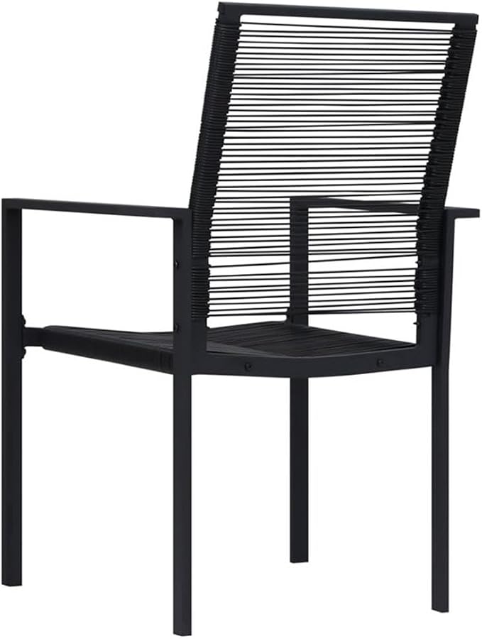 Afuera Living 7-Piece Patio Dining Set, Rectangular Black Glass Table, Powder-Coated Steel Frame, Weather-Resistant Modern Outdoor Furniture with 6 Chairs, Comfortable Seating for Garden or Terrace