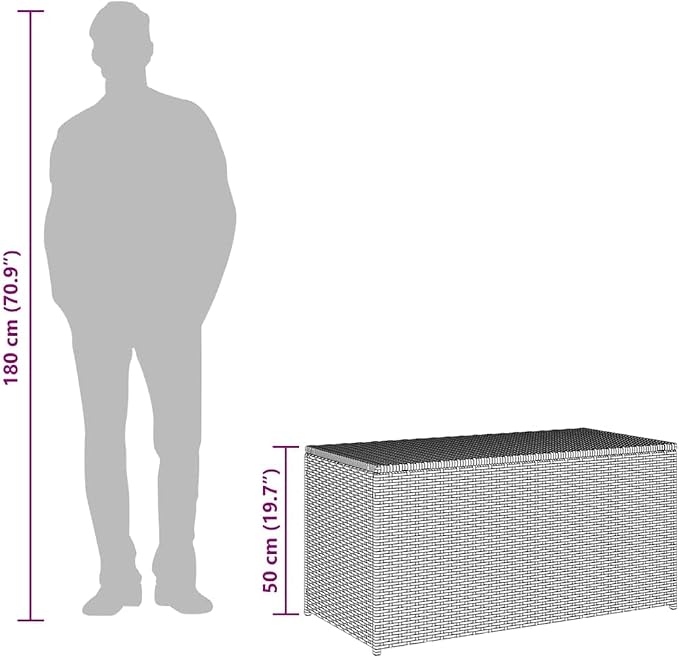 Outdoor Patio Storage Box with Lid, 39.4 Inch Poly Rattan Deck Box for Cushions, Waterproof Garden Furniture Organizer, Large Weather Resistant Gray Storage Chest for Backyard, Poolside, Patio