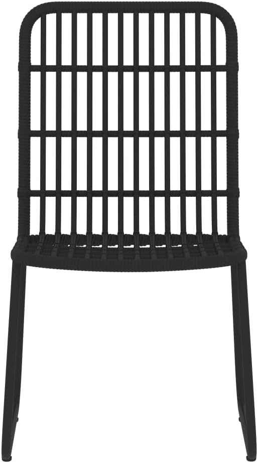 5 Piece Garden Dining Set with Black PE Rattan and Glass Top, Modern Outdoor Patio Dining Table and 4 Chairs, Compact 31.5 x 31.5 x 29.1 in. Table for Small Spaces