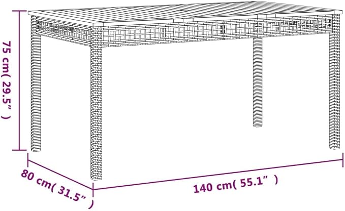 5 Piece Patio Dining Set Gray Poly Rattan Outdoor Furniture with Solid Acacia Wood Top Table and 4 Cushioned Chairs for Backyard Porch and Garden - Gray