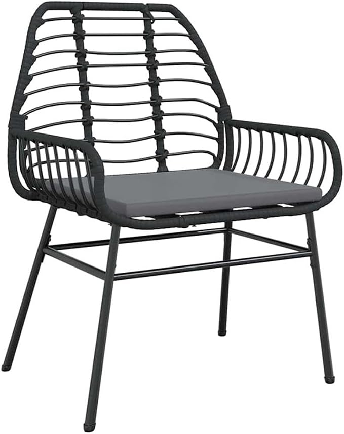 Afuera Living 7 Piece Poly Rattan Garden Dining Set, Black, Weather-Resistant Patio Furniture with Glass Table Top, UV Protection, Comfortable Armrest Seating, Modern Outdoor Dining for Garden or