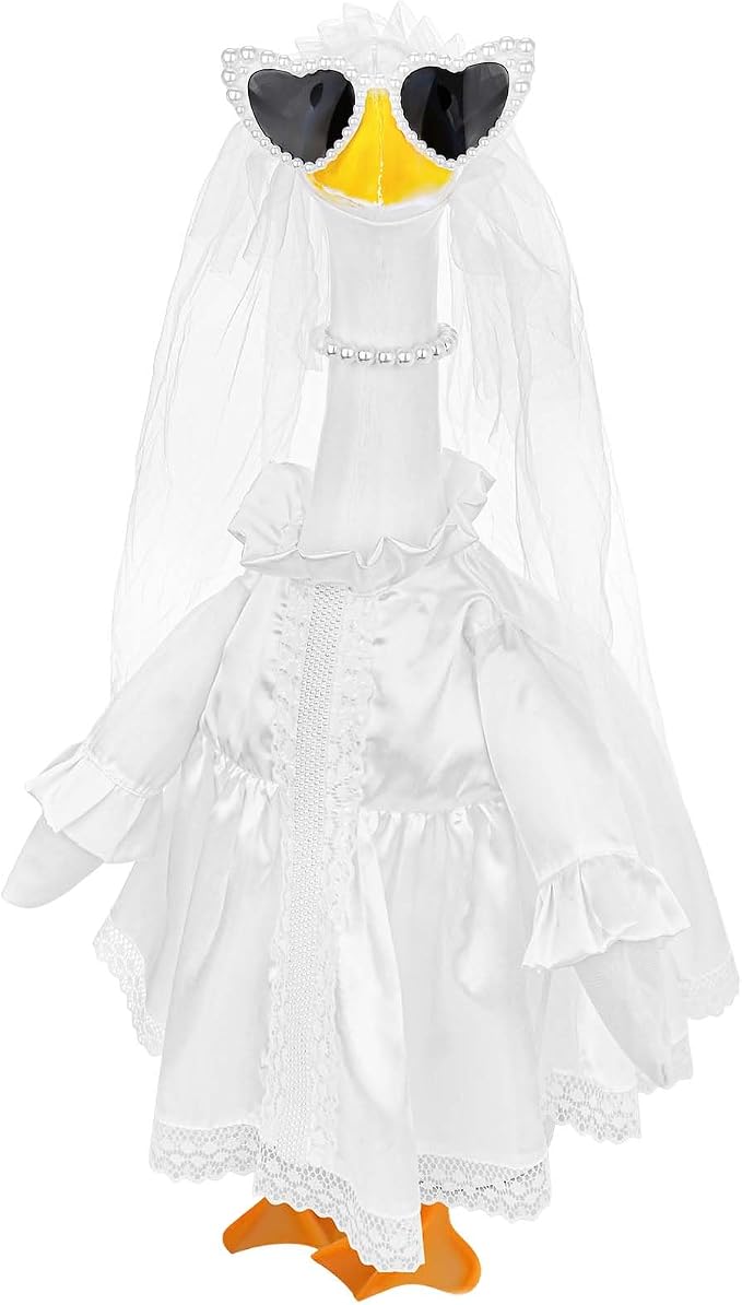JcHrmers Bride Porch Goose Outfits Bride to Be Goose Outfits 23" Plastic or Cement Goose Decor Garden Yard Lawn Geese Costume for Wedding Bachelorette Party Bridal Shower Decor