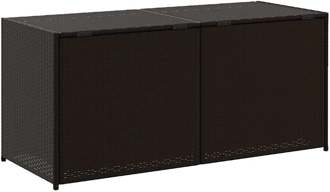 Brown PE Rattan Garden Storage Box with Water-Proof Inner Bag and Gas Spring Lid, Large Patio Storage Box for Cushions and Blankets
