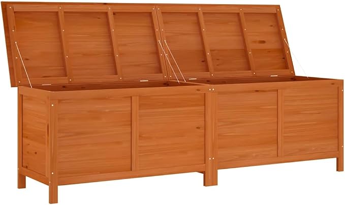 Outdoor Storage Box 78.1"x19.7"x22.2" Solid Douglas Fir Wood, Rustic Brown Garden Chest with Ventilation Slats, Flap Closure for Patio, Deck & Terrace, Decorative Planter Bench