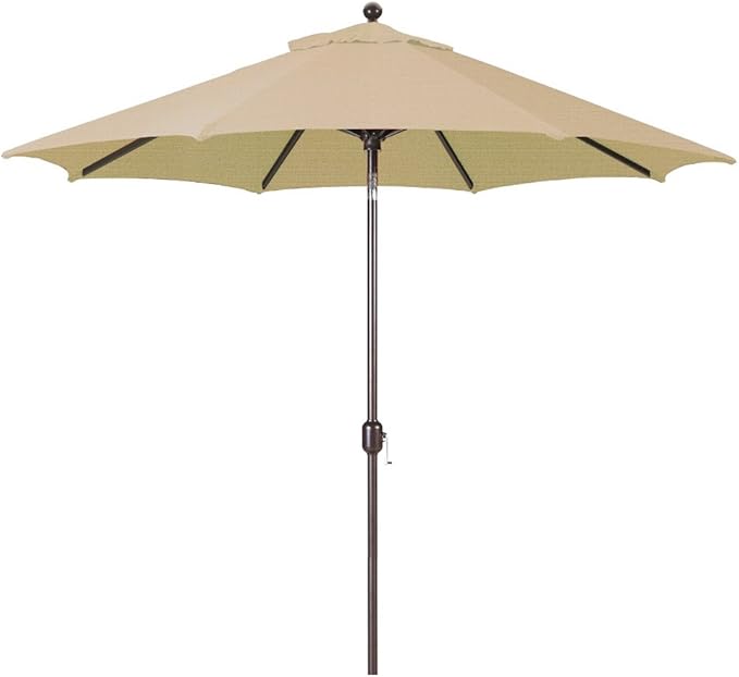 Galtech Deluxe Auto Tilt Market Umbrella, 11ft - Outdoor Patio, Deck, Pool, Backyard Stand Alone Umbrella - Octagon, Heavy Duty w/Bronze Frame & Sunbrella Fabric (Heather Beige)