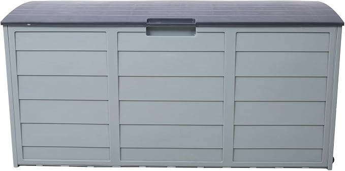 75 Gallon Deck Box, All Weather UV Pool Deck Box, Lockable Patio Storage Box for Backyard Patio Outdoor w/ Wheel, Waterproof Outside Storage Box for Patio Furniture Outdoor Cushions,Garden Tools