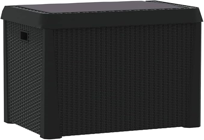 33 Gallon Patio Storage Box with Seat Cushion, PP Deck Box Organization and Storage Box, Patio Storage for Outdoor Pillows, Garden Tools, Anthracite,-471