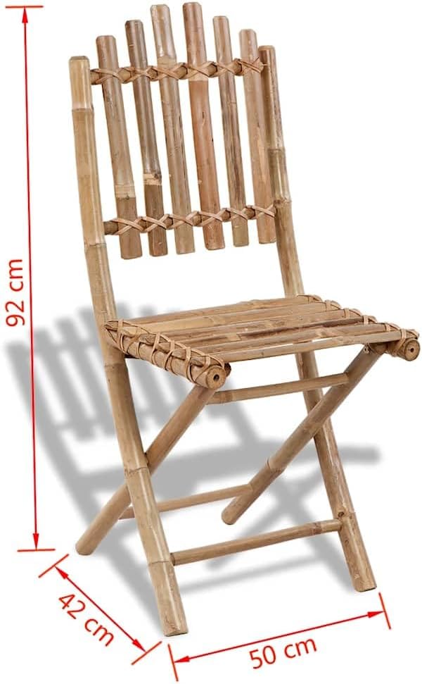 5-Piece Folding Bamboo Patio Dining Set, 31.5" Round Table | Includes four matching chairs that fold flat for easy storage, designed for backyard, balcony, or poolside dining.