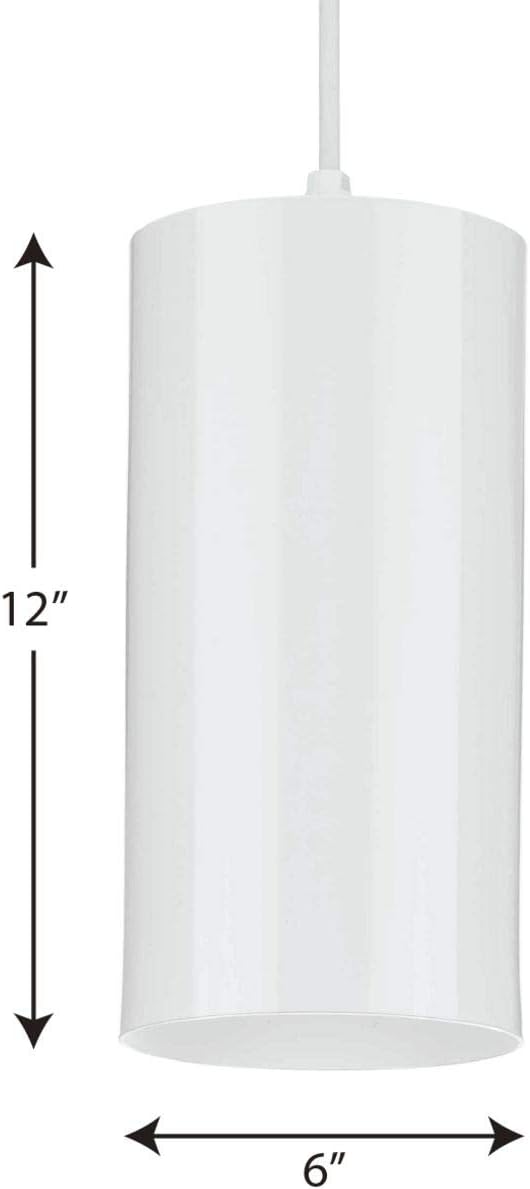Progress Lighting 1-Light Modern Outdoor Hanging Pendant Light, 6-Inch, Cylinder Collection, Indoor & Outdoor, White (P500356-030)