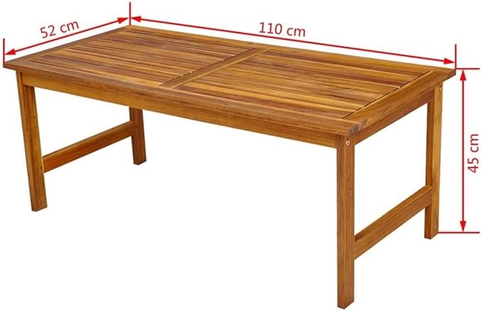 Afuera Living 4 Piece Solid Acacia Wood Patio Dining Set, Oiled Finish, Brown, Weather-Resistant Cushions, Rustic Design, Table, Bench, 2 Chairs, Outdoor Garden or Terrace Seating for 4