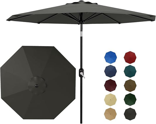 10Ft Patio Umbrella - 8 Sturdy Ribs Outdoor Table Umbrella with Crank Lift & Push Button Tilt - Market Umbrella for Pool, Deck, Yard, Garden - Turquoise