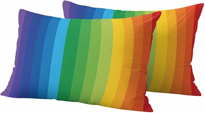 Outdoor Waterproof Throw Pillow Covers Set of 2 Rainbow Stripes Lumbar Pillowcases 20x12 Inches Colorful Lines Striped Decorative Pillows Cushion Case Patio Pillows for Couch Bed Chair Garden