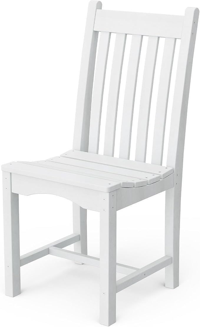 Wildridge Classic 7-Piece 44"x84" Dining Set, White - Outdoor Weather Resistant Recycled Plastic Furniture for Patio