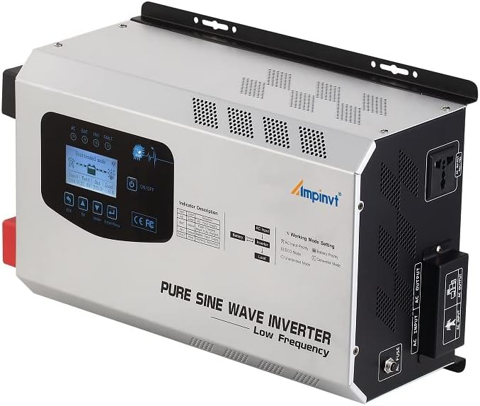 Ampinvt 3000W Peak 9000W Pure Sine Wave Inverter,12V DC to 120V AC Output with Battery AC Charger for Off-Grid Solar RV Boat Home,Support Sealed Gel AGM Flooded Lithium Battery