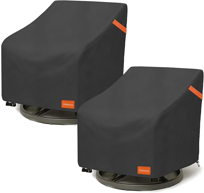 Outdoor Swivel Chair Cover 2 Pack,600D Heavy Duty 100% Waterproof Outdoor Chair Covers,Patio Furniture Covers for Swivel Patio Chairs,37.5" W x 39.25" D x 36" H,Black