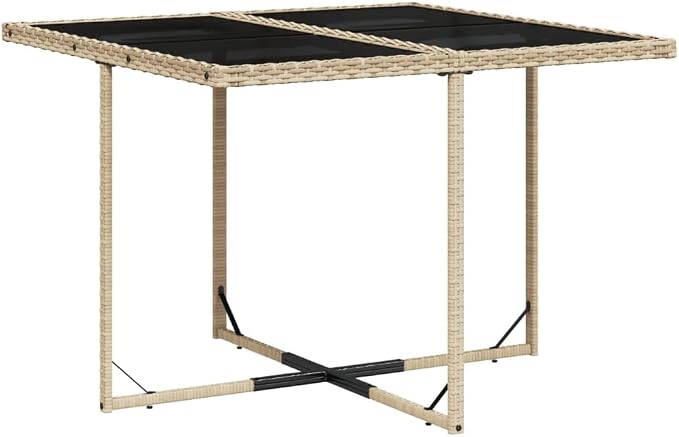11 Piece Outdoor Patio Dining Set, Poly Rattan Garden Table and 10 Chairs with Cushions, Space Saving Cube Design, Beige