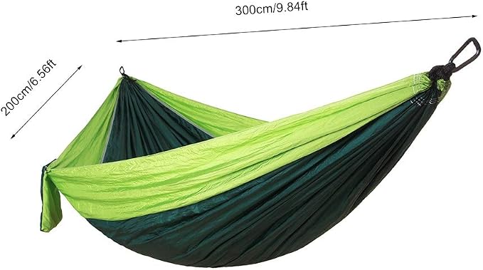 Portable Camping Travel Single Hammock, Lightweight Hanging Bed with Tree Straps and Metal Buckles, 300kg Capacity Nylon Hammock for Outdoor Hiking Backpacking (Matching Tree with Fruit Green and