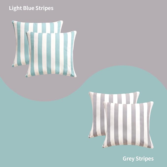 2 Pack Outdoor Throw Pillows 23" Square Cushion Black Stripes | Water-Resistant Outdoor Cushions,Decorative Pillows with Insert for Patio Garden Porch,Black Stripes