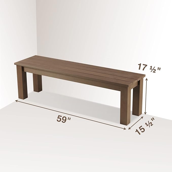 Patio Table and Chairs Set,Outdoor Dining Set,Outdoor Dining Table with Benches for 4-6 Persons,Never Rot and Fade, Suit for Garden, Porch and Park
