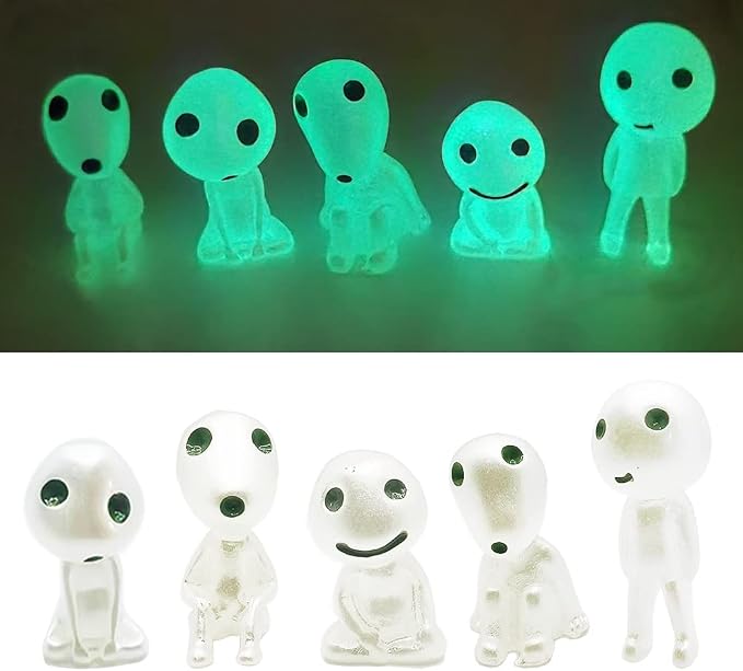 Ponjowl 5 Pcs Luminous Tree Elves Spirit Gardening Potted Decoration Micro Landscape Figures Ornament Fluorescent Green